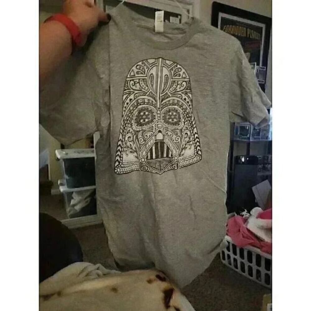 Star Wars Henna Darth Vader Short Sleeve Medium Gray T-Shirt CR2